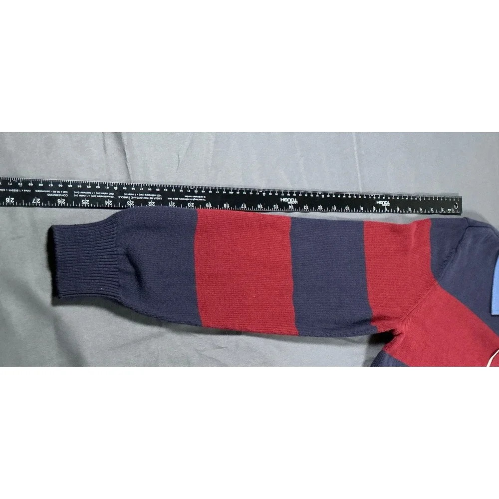 Chaps Mens Striped Rugby Sweater Navy Red Cotton Knit Long Sleeve NWT Size M